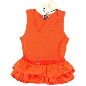 Moncler Orange Cotton Frill Tank Top Sz XS